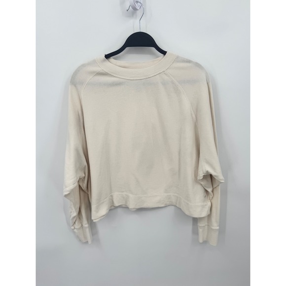Vuori Tops - Vuori Sunnyside Women Medium Cream Organic Cotton Oversized Cropped Sweatshirt